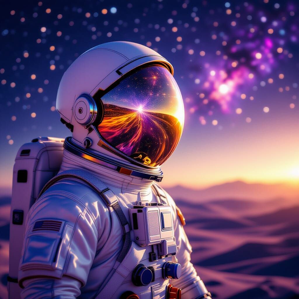 Astronaut on Alien Planet in Romantic Style