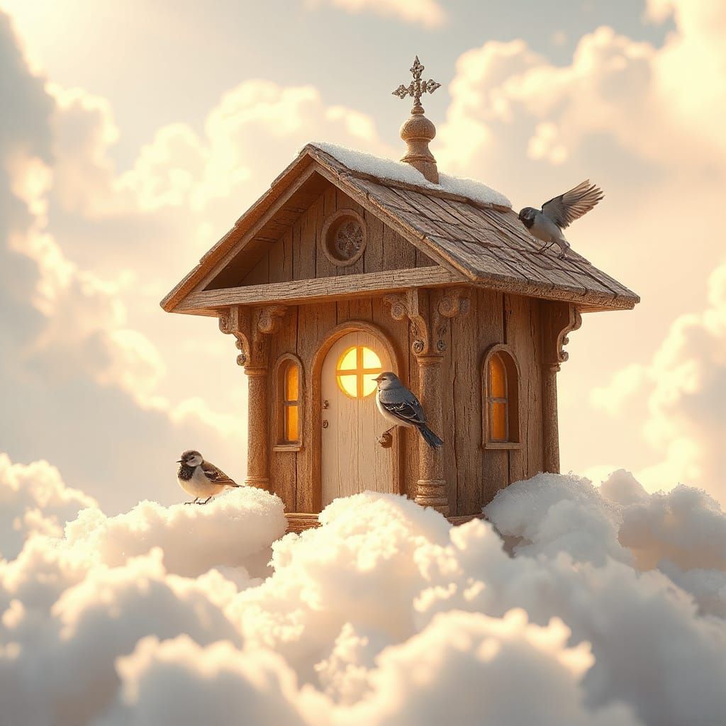 Heavenly Birdhouse in Lofi Anime Style