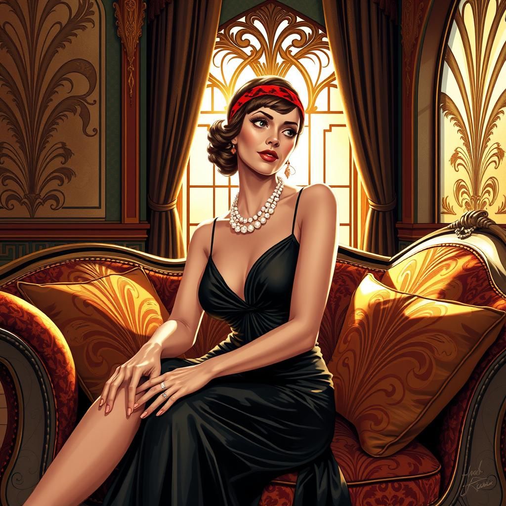 Flapper in Art Deco Style, Comic Book Art