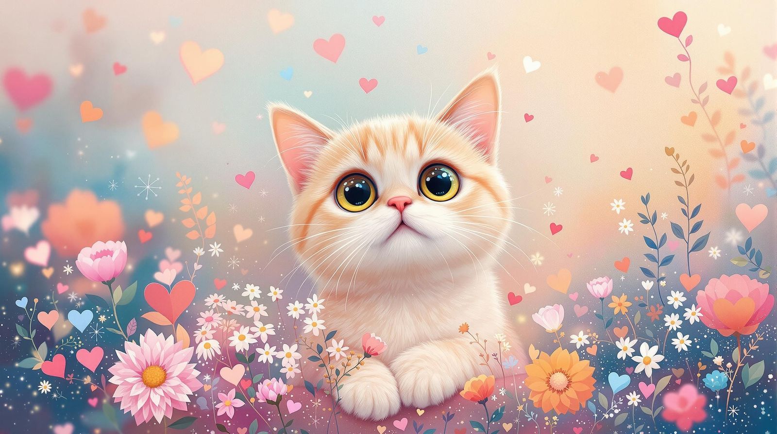 Whimsical Feline Love Portrait