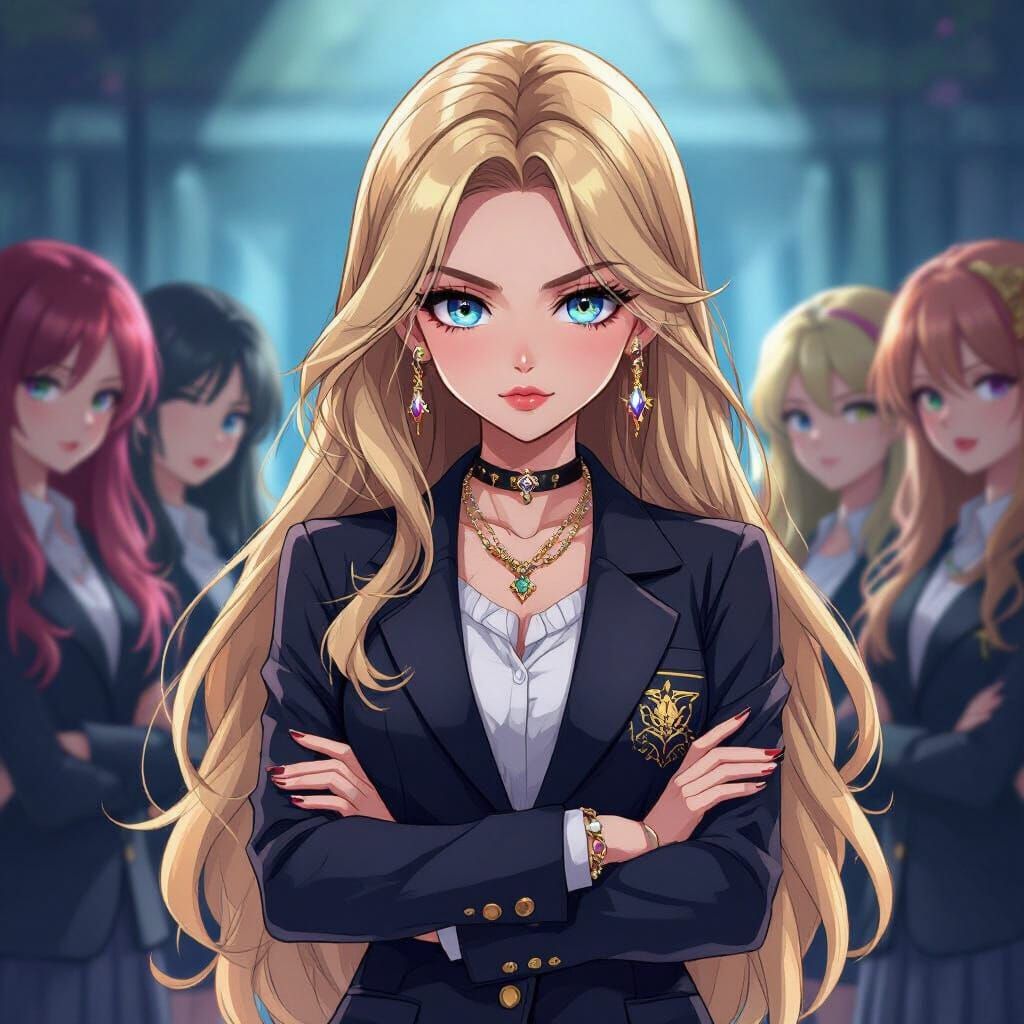 Anime Girl with Cruel Expression and Blonde Hair