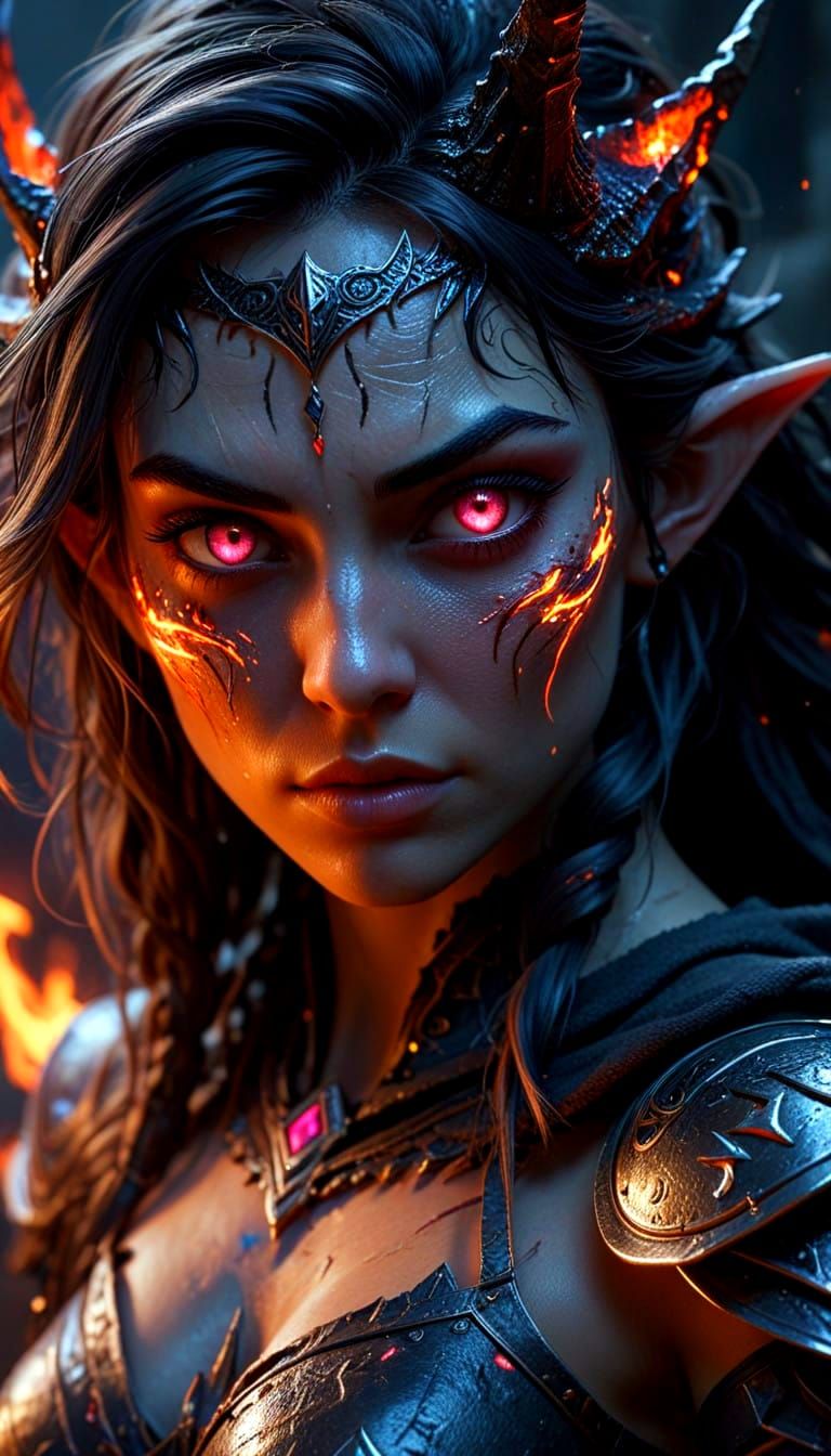 Anime Evil Queen with Bored Face and Haunting Eyes