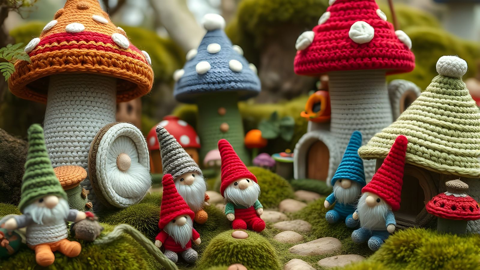 Whimsical Knitted Village in Full Bloom
