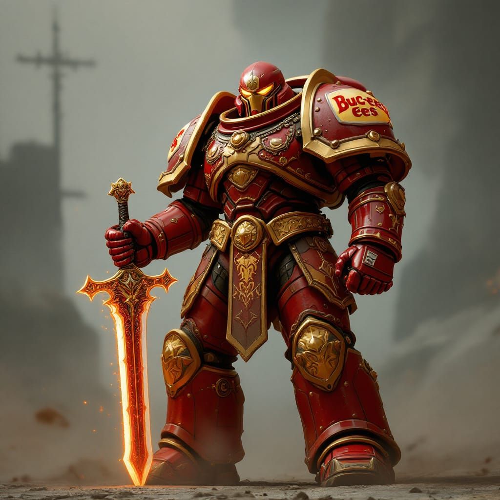 Buc-ee's Space Marine in Baroque Matte Painting Style