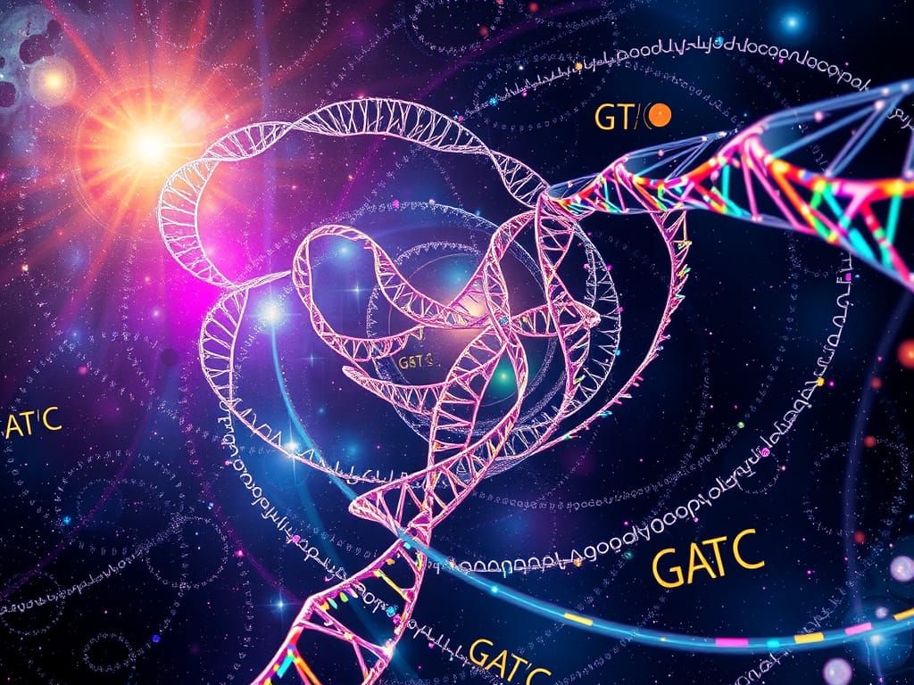 Celestial Tapestry in Vibrant Cosmic DNA