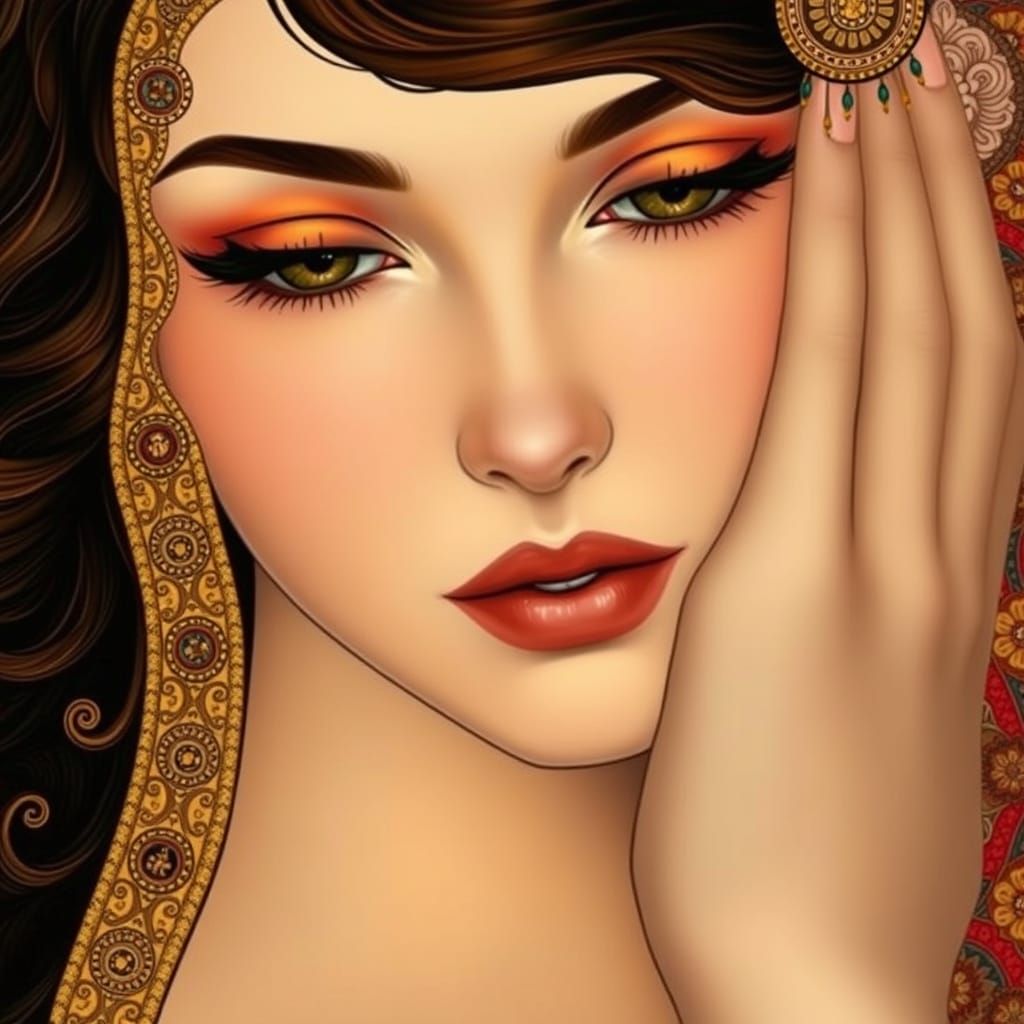 Luminous Portrait with Promises of Love in Art Nouveau Style