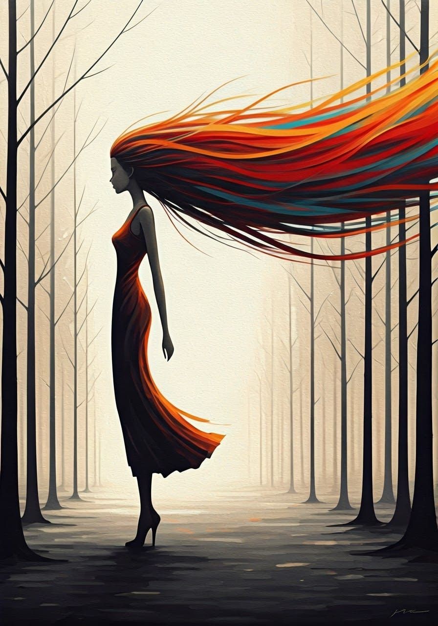 Ethereal Female Figure in Vibrant Abstraction