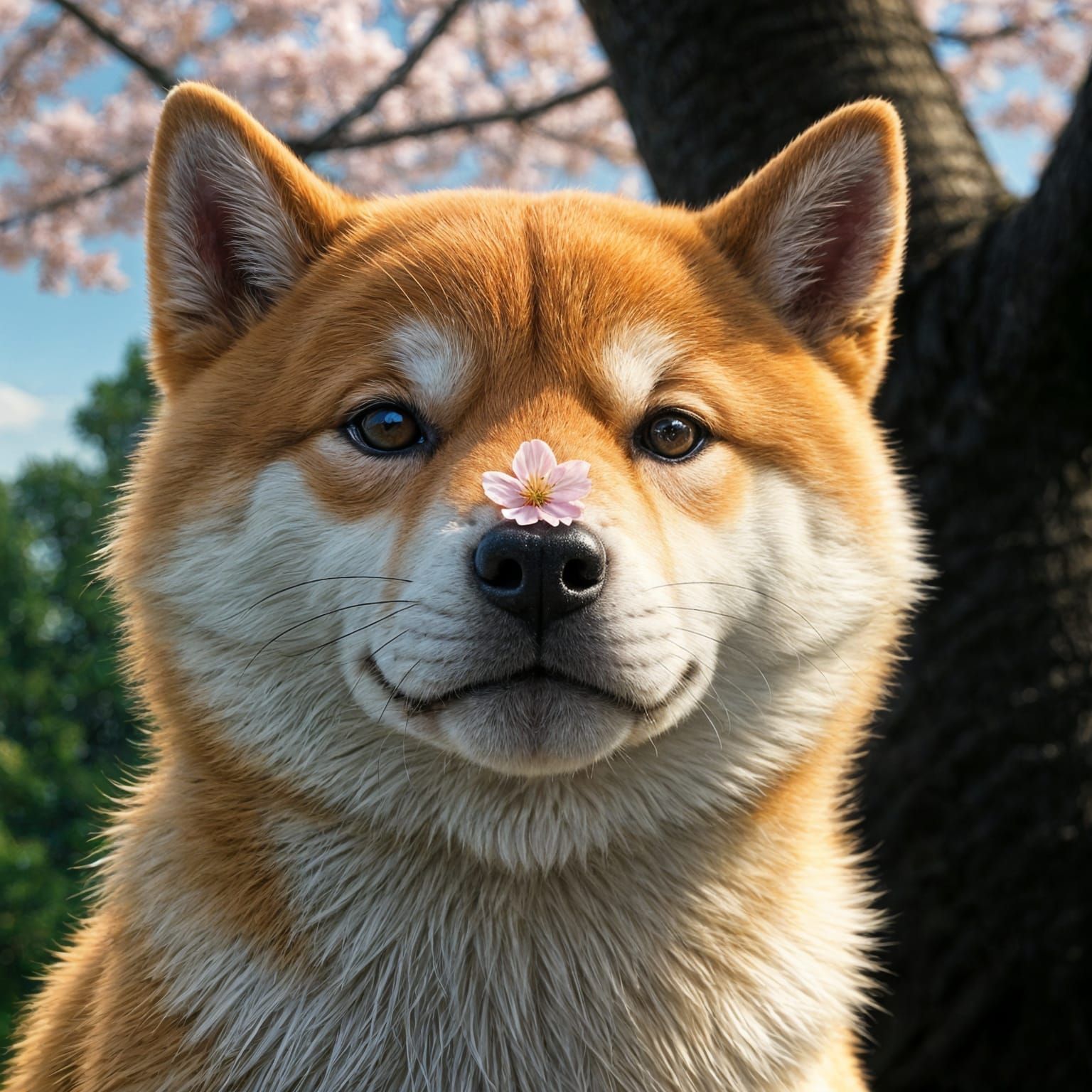 Shiba Inu Puppy with Cherry Blossom: Anime Comedy
