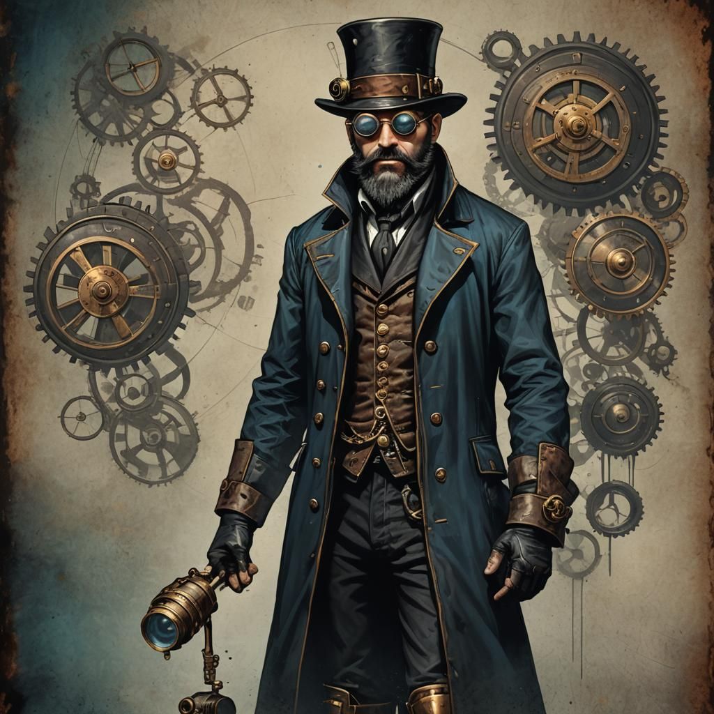 Steampunk Man with Goggles and Black Eye Patch