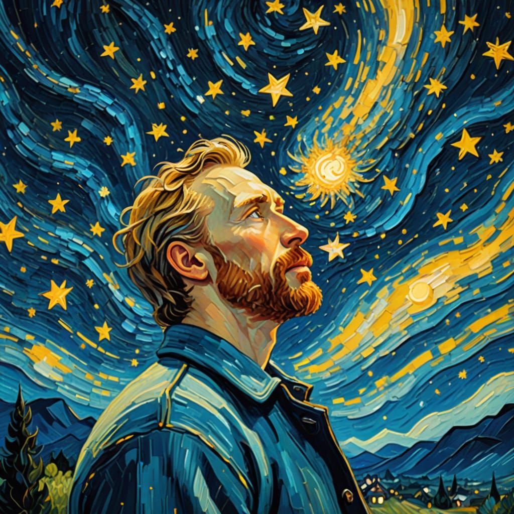 Stargazer's Dream: Van Gogh Style Night Sky