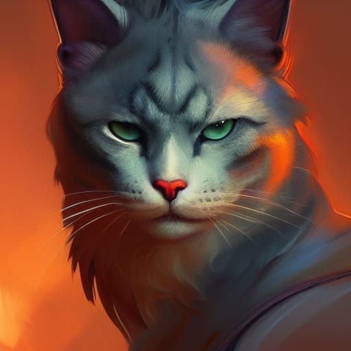 Warrior Cat Portrait in Hyperdetailed Style