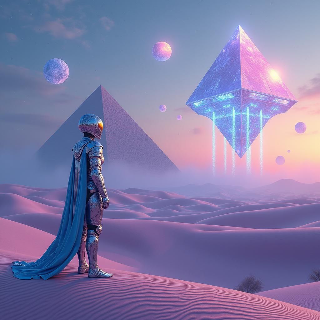 Futuristic Traveler in a Sci-Fi Desert Dreamscape