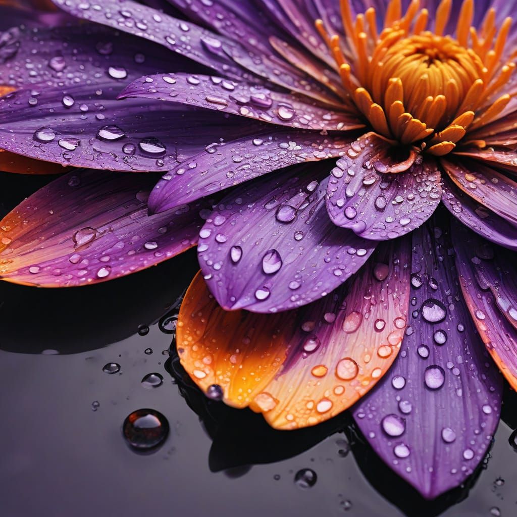 Vibrant Flower with Raindrops: Splash Art