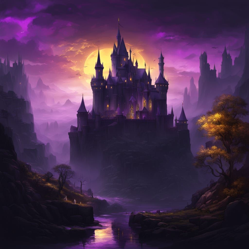 Dark Fantasy Castle with Gothic Spires