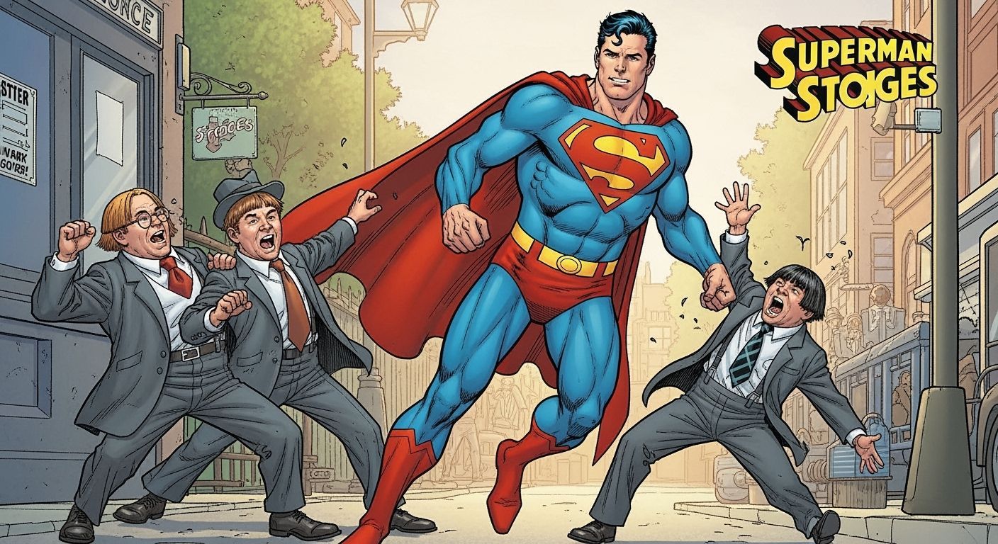 Superman meets the alternate-universe Three Stooges
