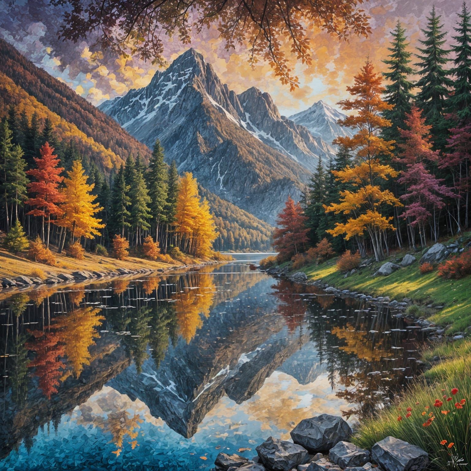 Autumn Landscape in Vibrant Hues