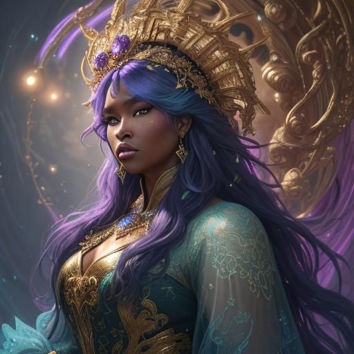 Lizzo in Opulent Headdress: Fantasy Concept Art
