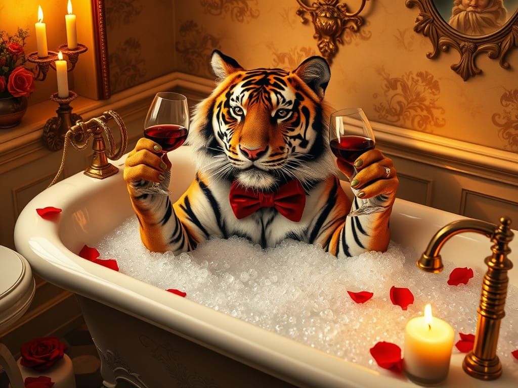 Elegant Tiger in Victorian Luxury