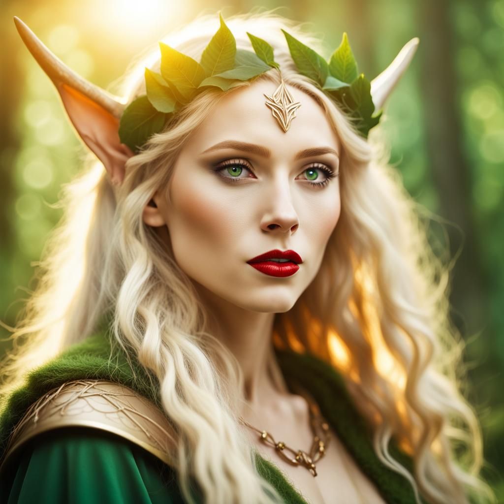 Beautiful Wood Elf Druid in Divine Light