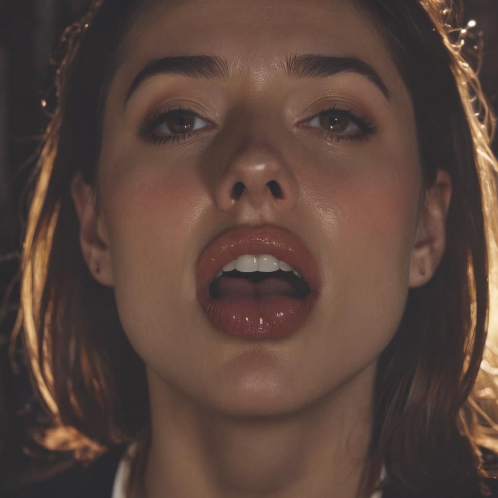 Girl Sticking Tongue Out in Film Noir Style