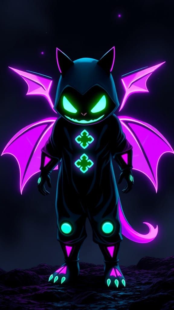 Glowing Cartoon Creature Wields Energy Blast in Futuristic S...