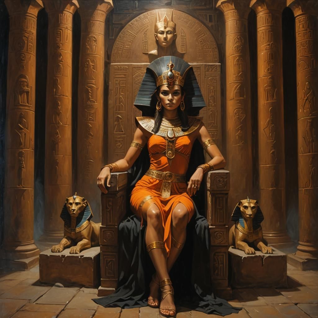 Egyptian Goddess in Dark Fantasy Oil Painting