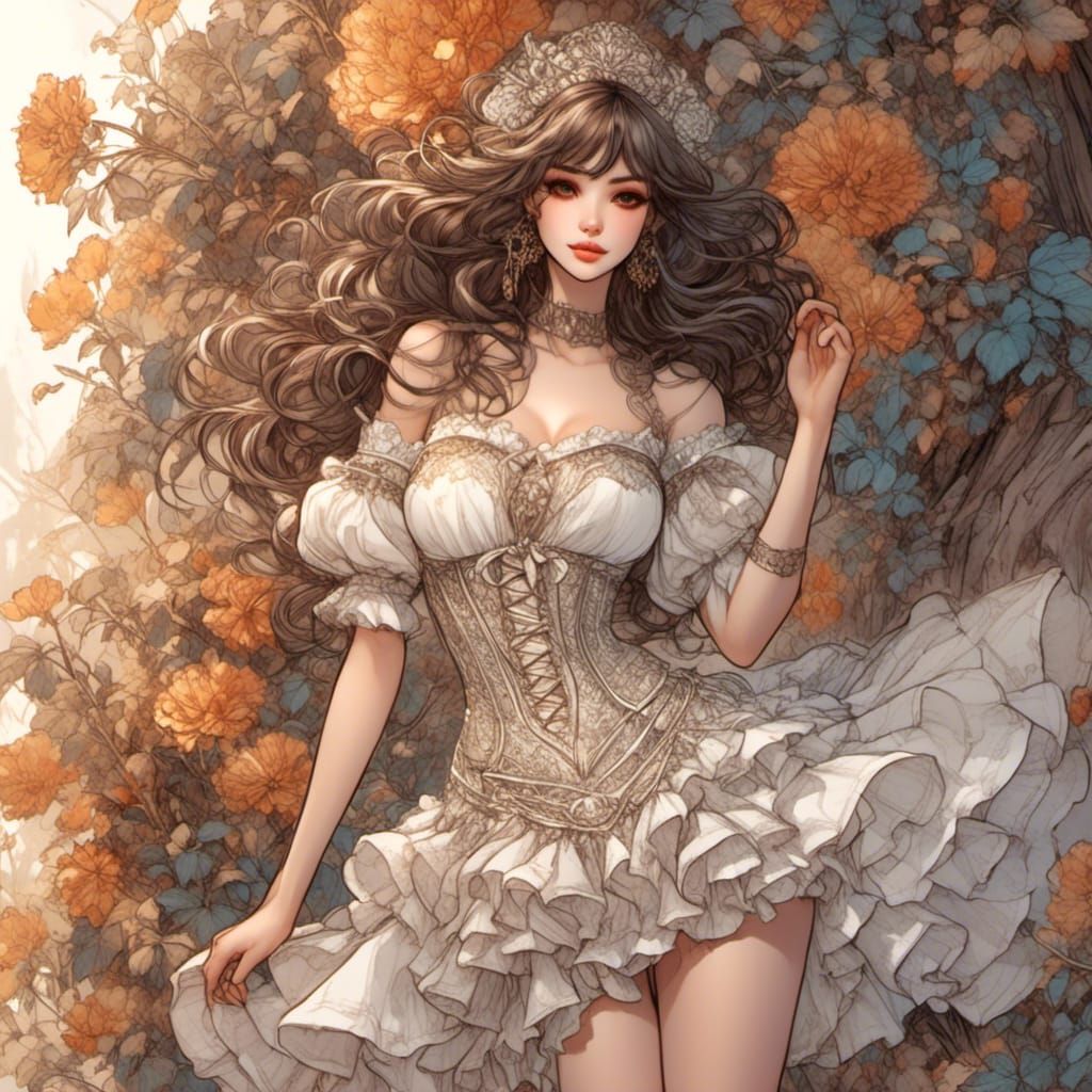 Anime Gypsy Bandit: Curvy Babe in Color Sketch