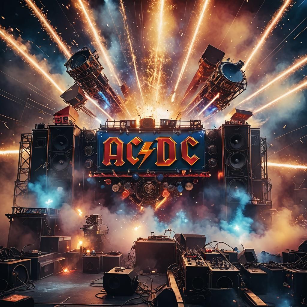 AC/DC Concert Stage with Ice Glow, Digital Art