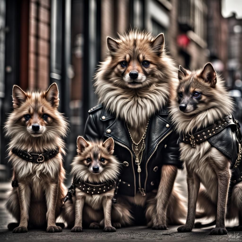 Hyperrealistic Fur Punk Family in Cinematic Style