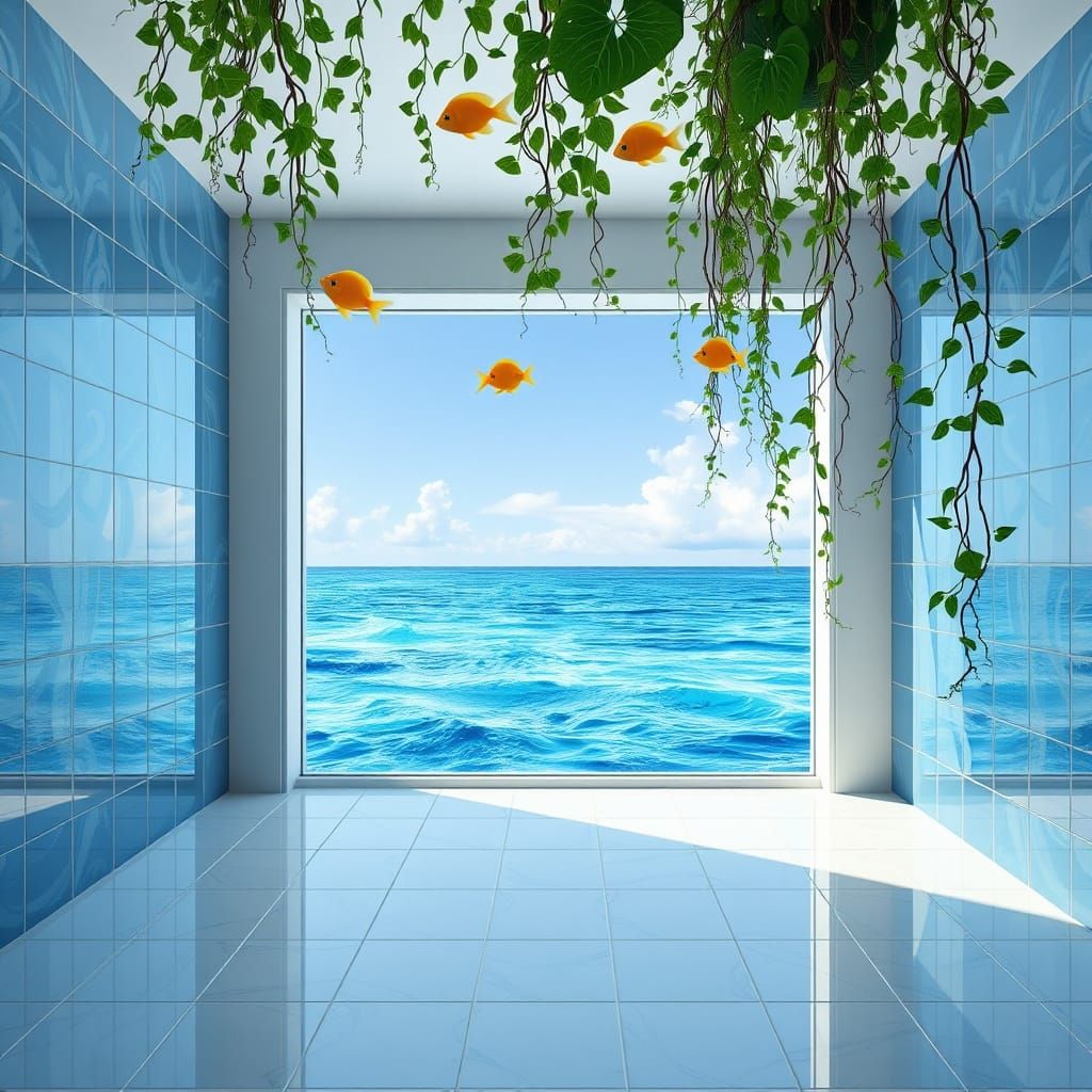 Aero Bathroom with Chromatic Waves and Angelfish