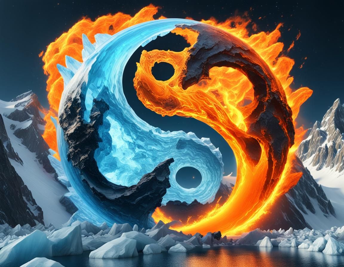 Colossal Yin Yang of Ice and Fire in Space