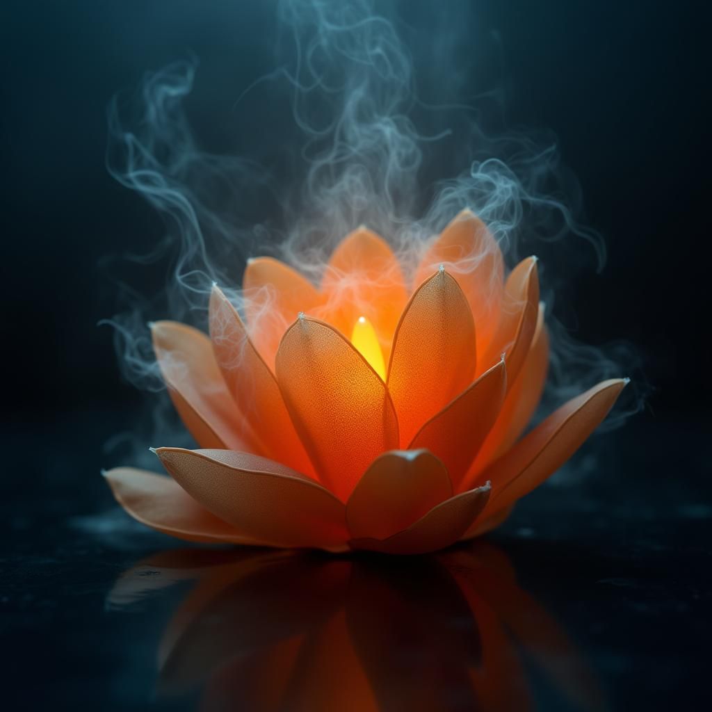 Ethereal Tangerine Gem in Dark Minimalist Style