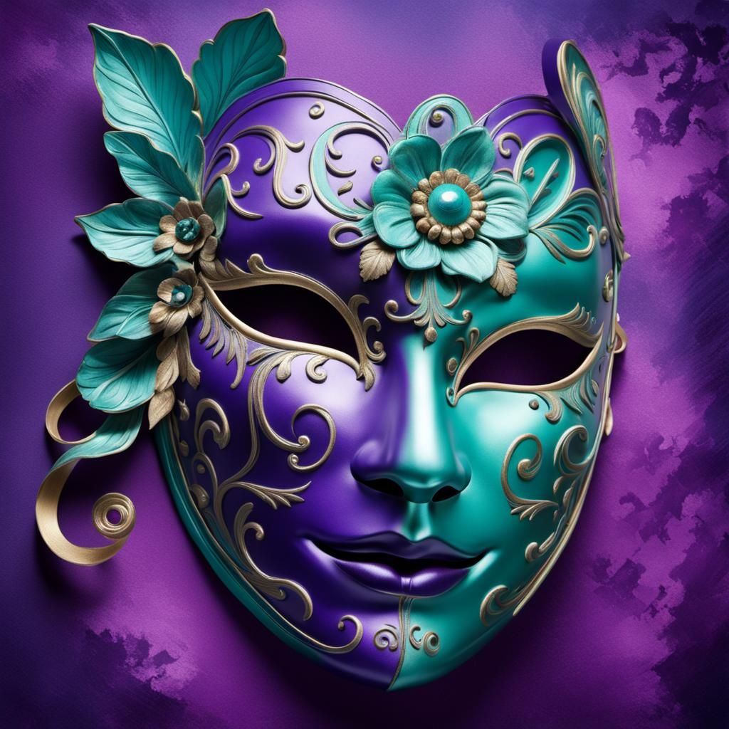 Mask in purple and teal