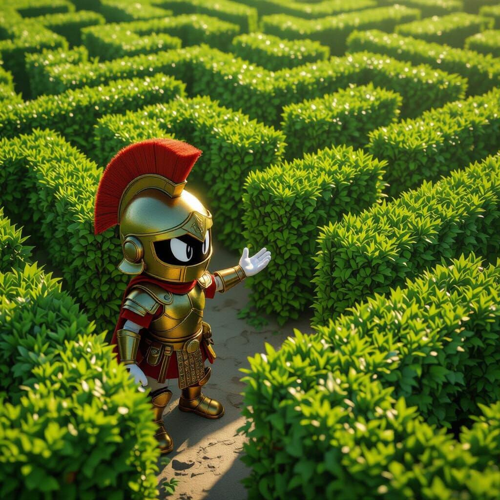 Marvin the Martian Lost in a Hedge Maze