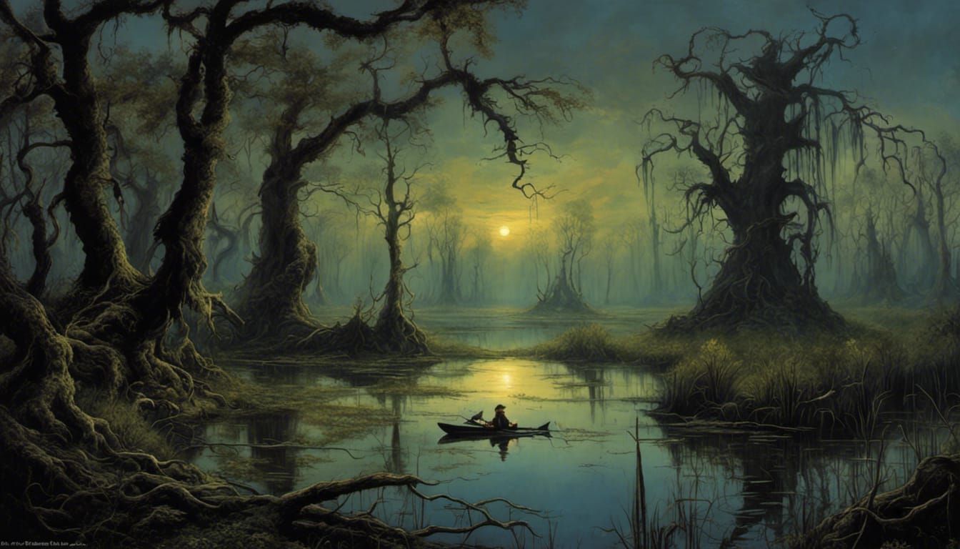 Cajun hunter in swamp