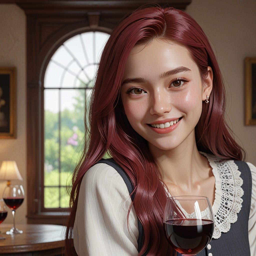 Vibrant Gothic Woman in a Cozy Vintage Setting