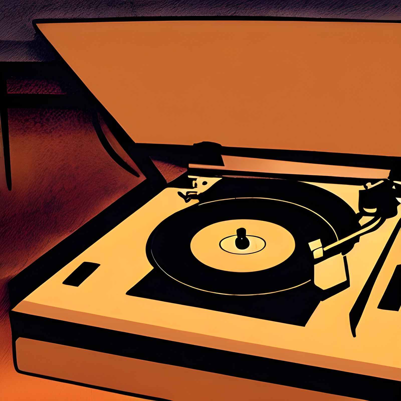 Detailed Matte Painting of a Record Player