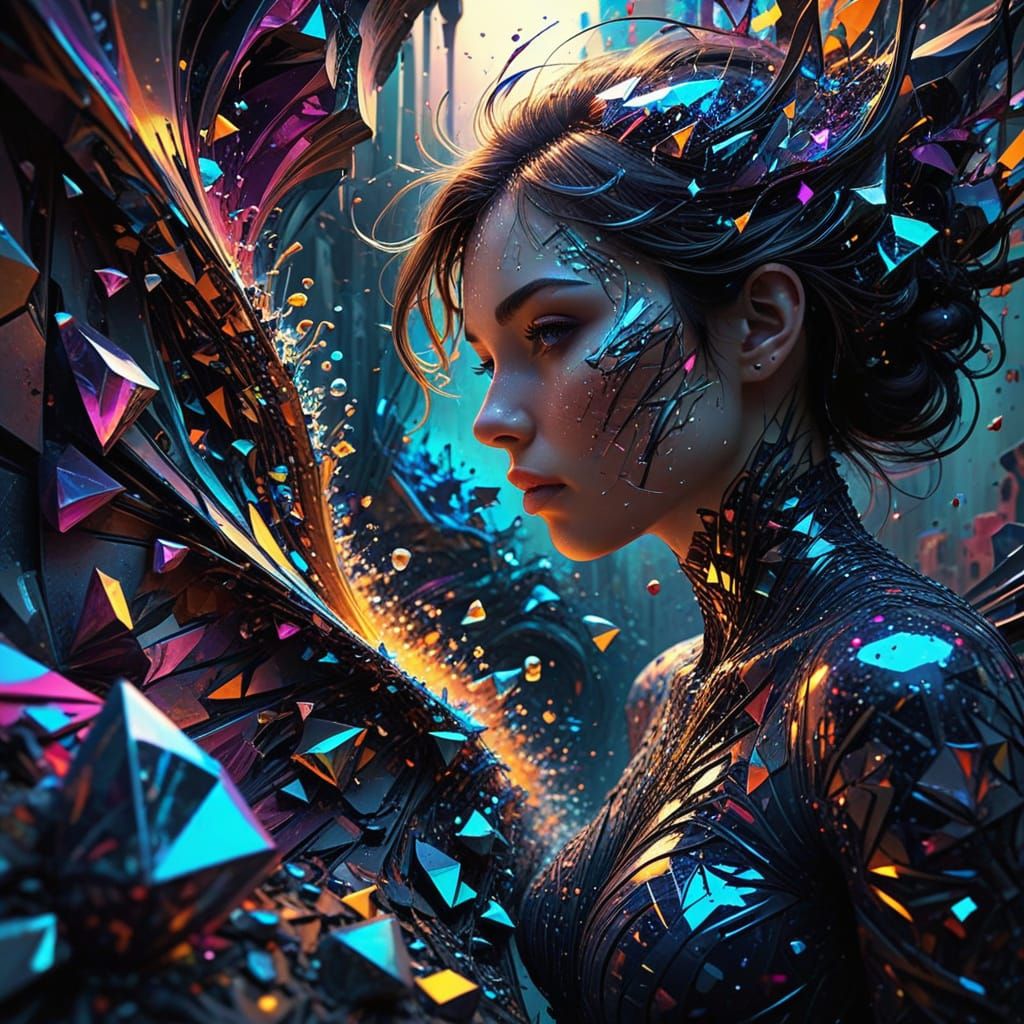 Vibrant Glass Shards in Mesmerizing Fractal Patterns