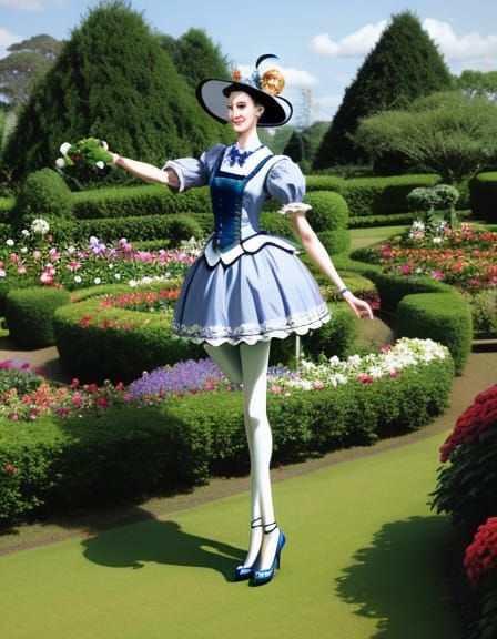 Vibrant Stilt Walker at Whimsical Garden Tea Festival