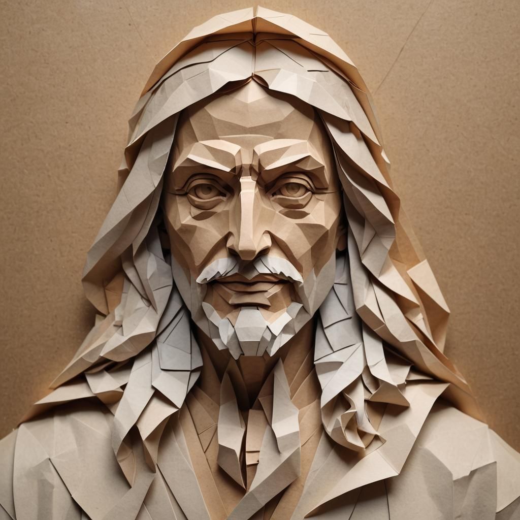 Da Vinci Style Layered Paper Portrait