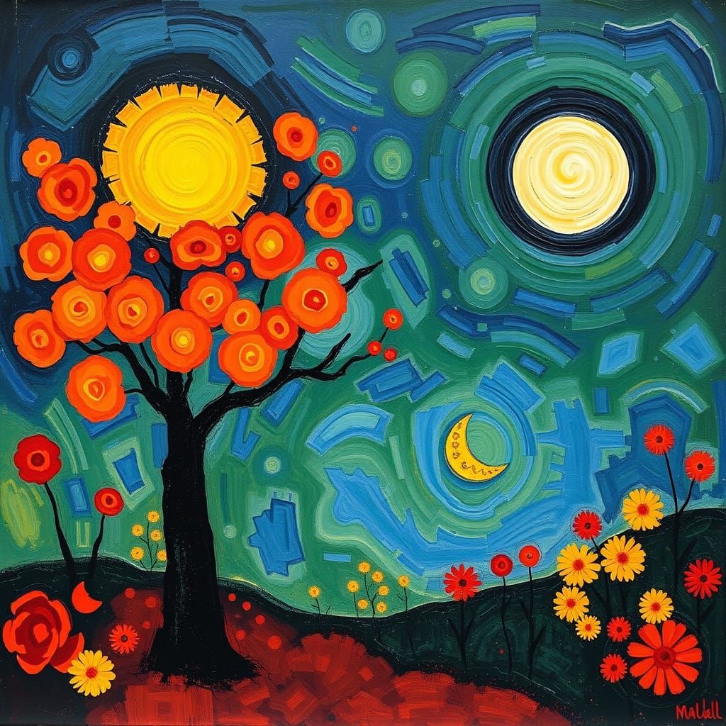 Surreal Family Album in Chagall and Nolde Style