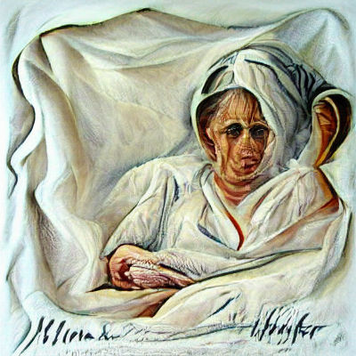 Intimate Portrait of Mother on White Cloth