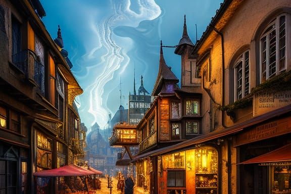 Dieselpunk Artificer in Alpine Village Square