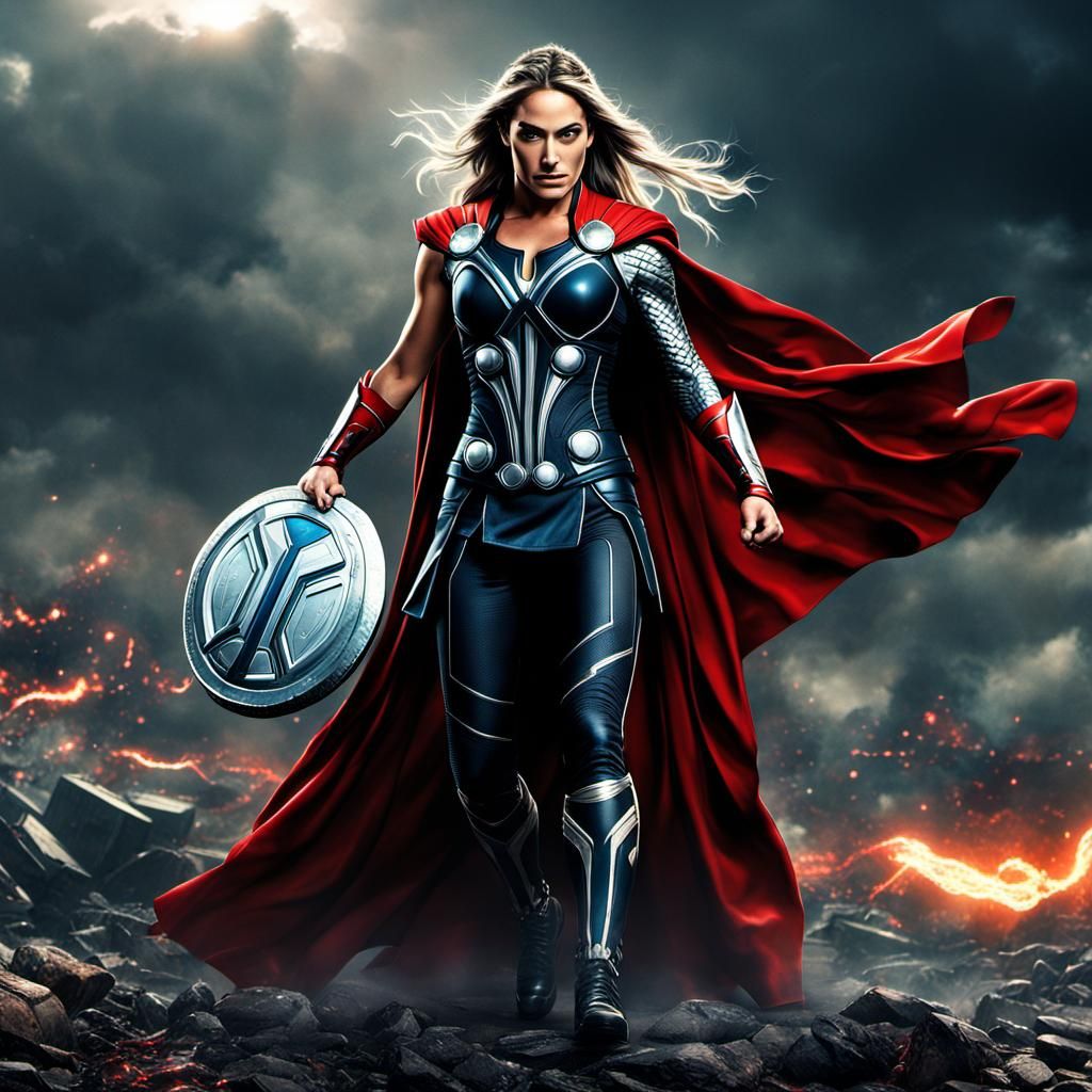 Female Wrestler as Thor in Epic Battle