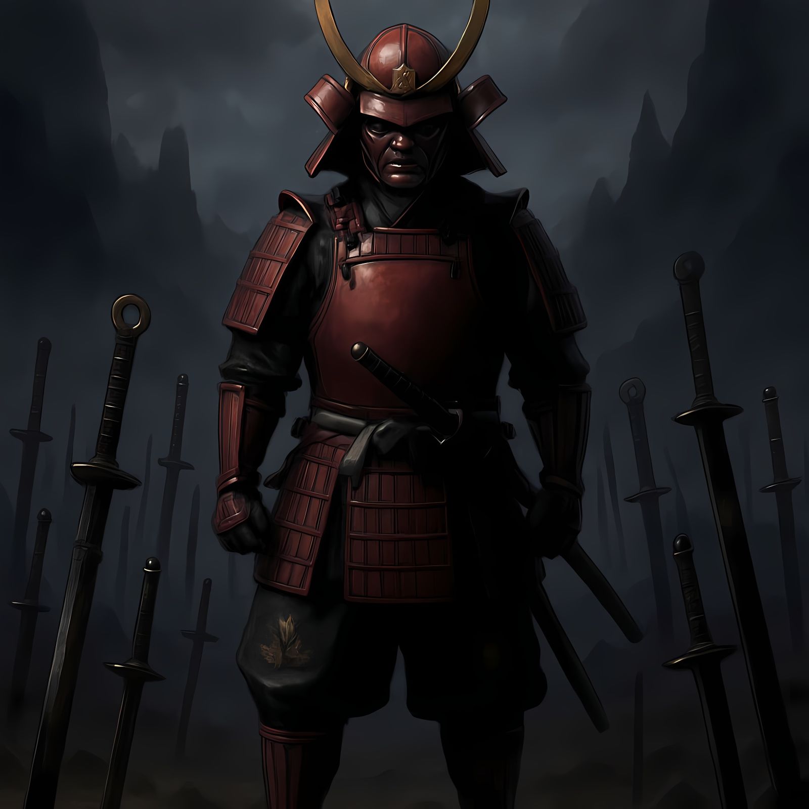 Anime Samurai in Post-Battle Twilight
