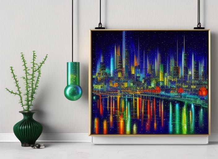 Retrofuturistic Solarpunk Cityscape at Midnight in 16K