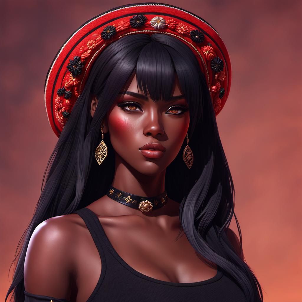 Detailed Anime Portrait of a Dark-Haired Girl