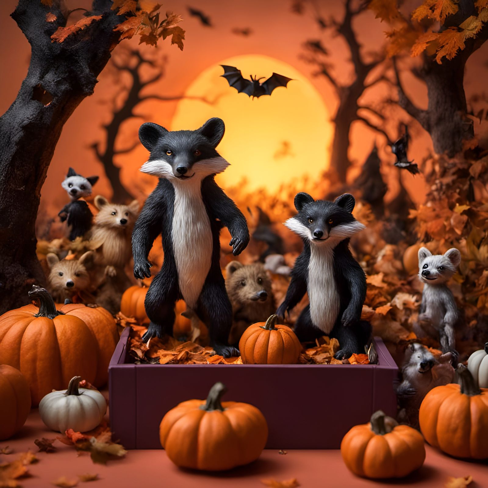 Forest creatures Halloween diorama