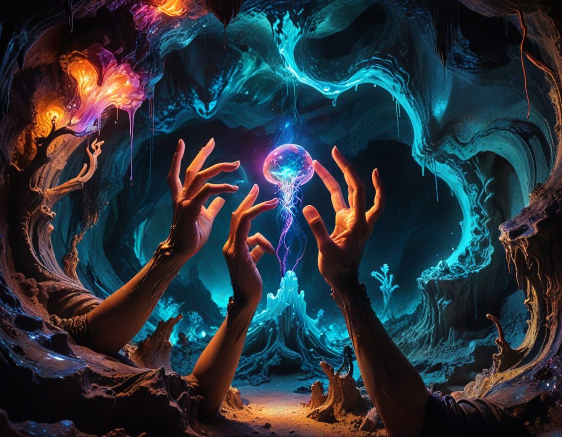 Otherworldly Encounter in Neon Dreamscape