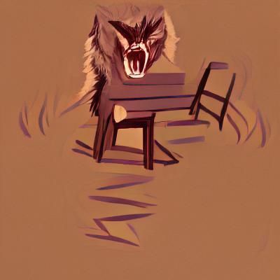 Werewolf Growling Softly in Empty Chair